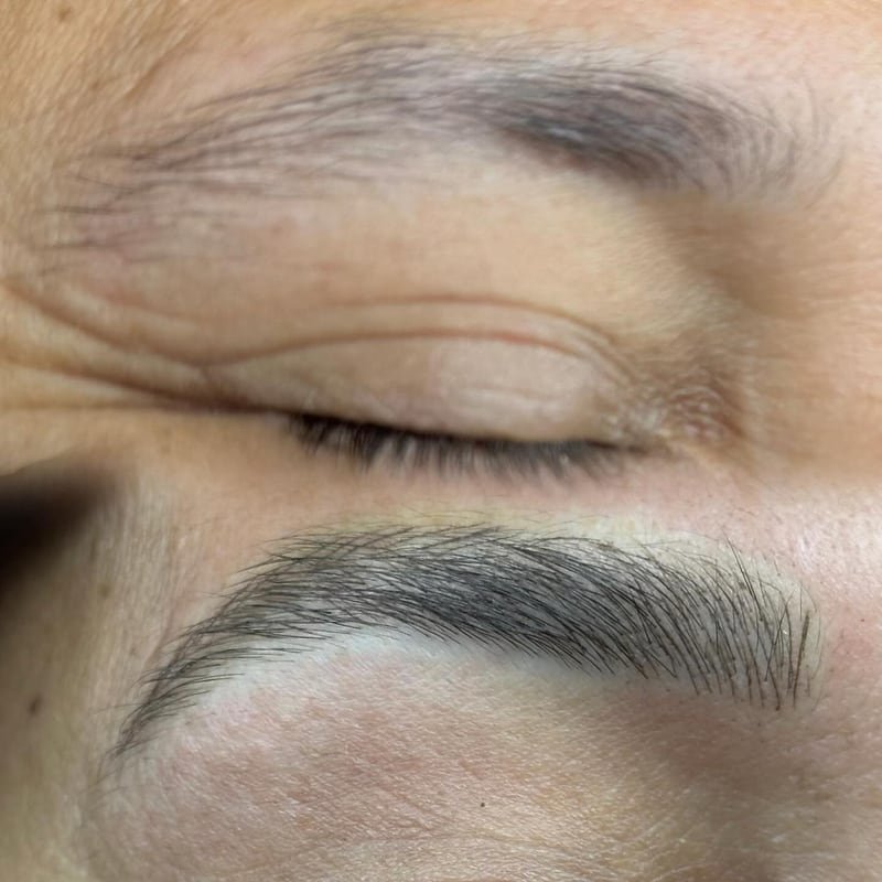 Sobrancelha antes e depois da micropigmentação com o Método ITE — trabalho 1