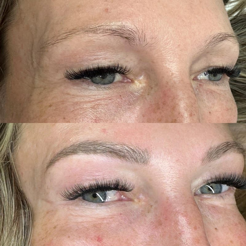 Sobrancelha antes e depois da micropigmentação com o Método ITE — trabalho 3